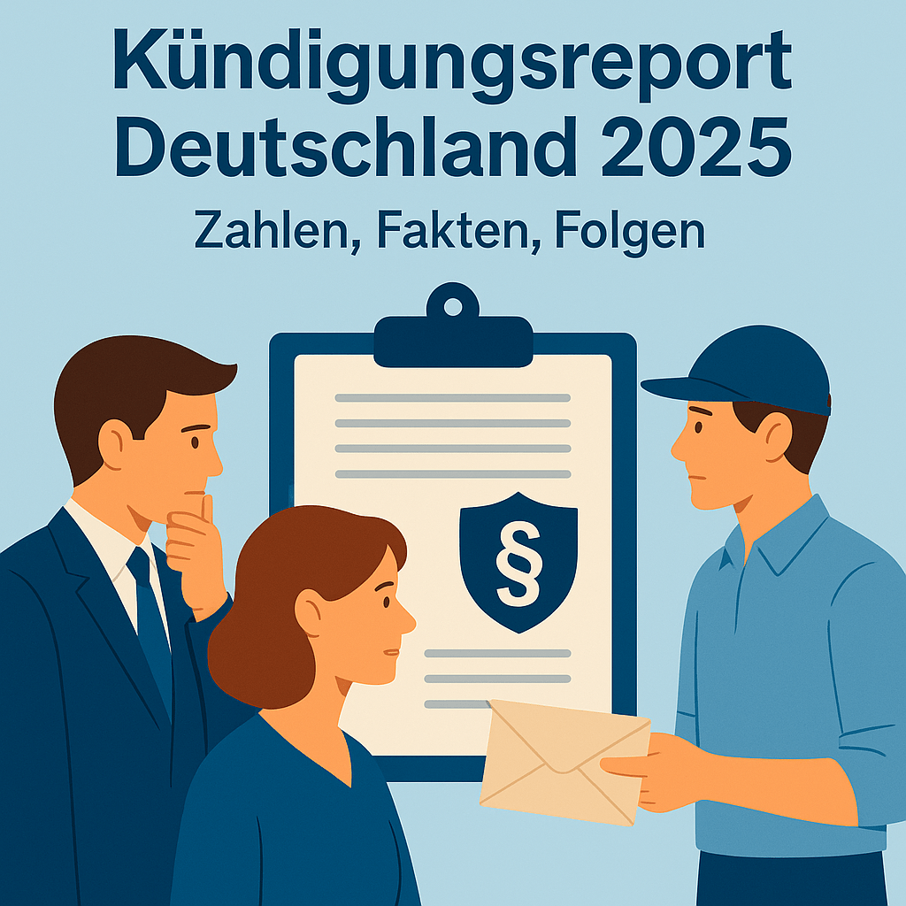 Illustration zum Kündigungsreport Deutschland 2025 – Angestellte vor Kündigungsformular